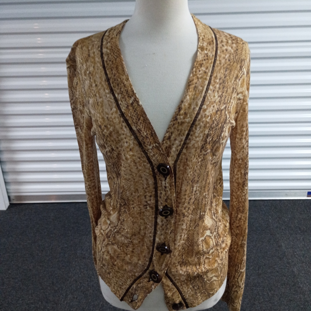 Tory Burch Women’s Brown Snake-Print Cardigan Jacket